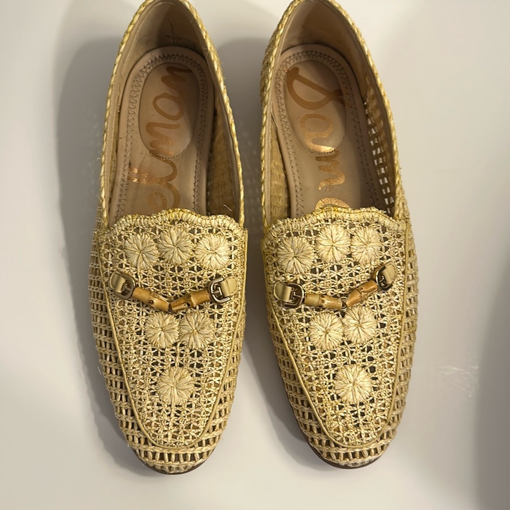 Sam Edelman Lowell loafer raffia bamboo slip on loafers 10.5